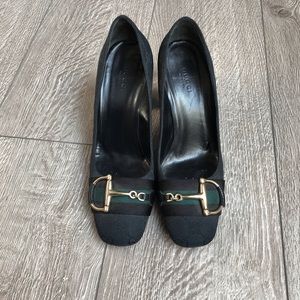 Gucci Horsebit Classic Logo Block Heel Pump 7.5